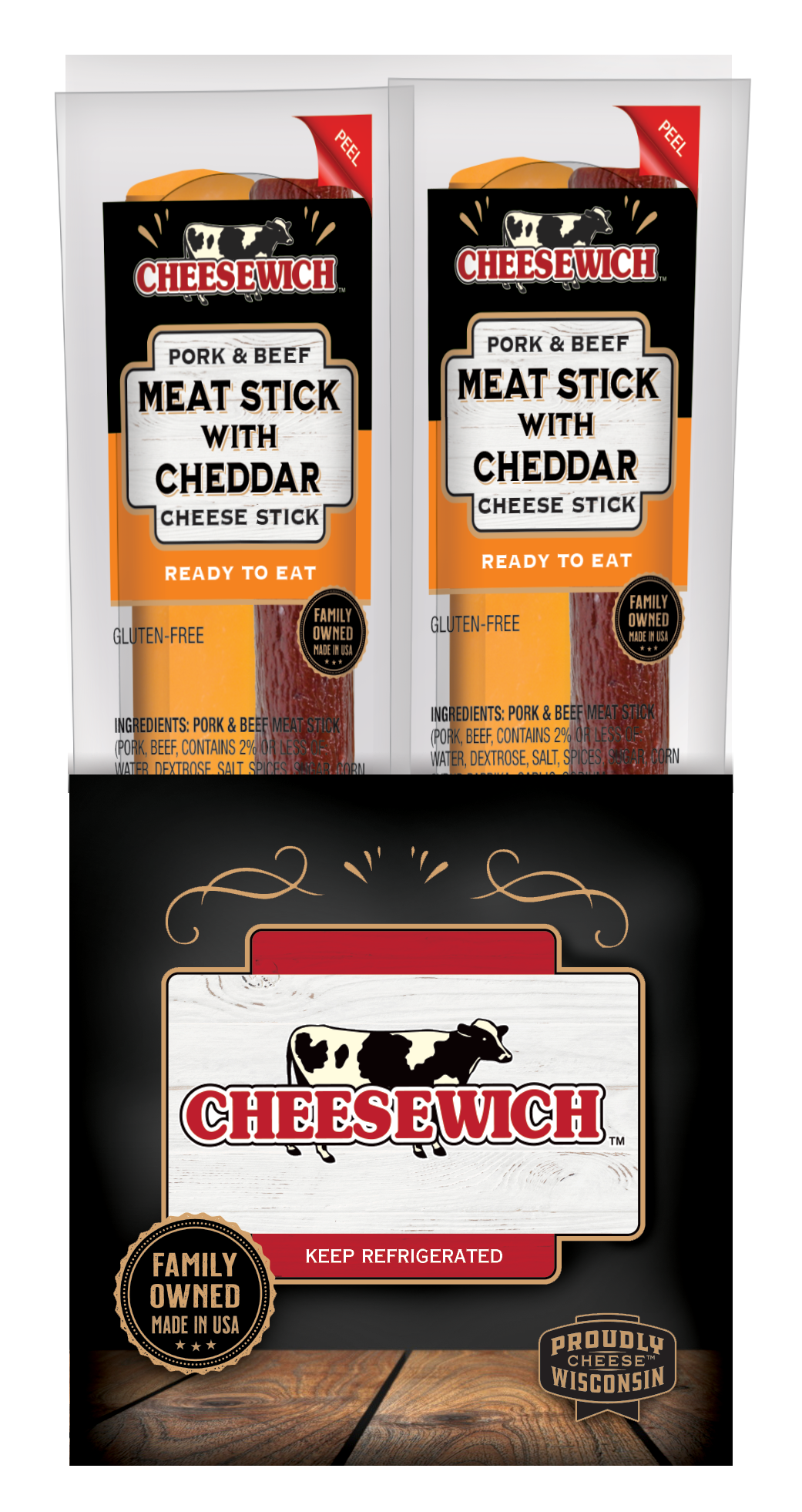 Meat Stick & Cheddar Cheese (Pack of 20 Sticks)