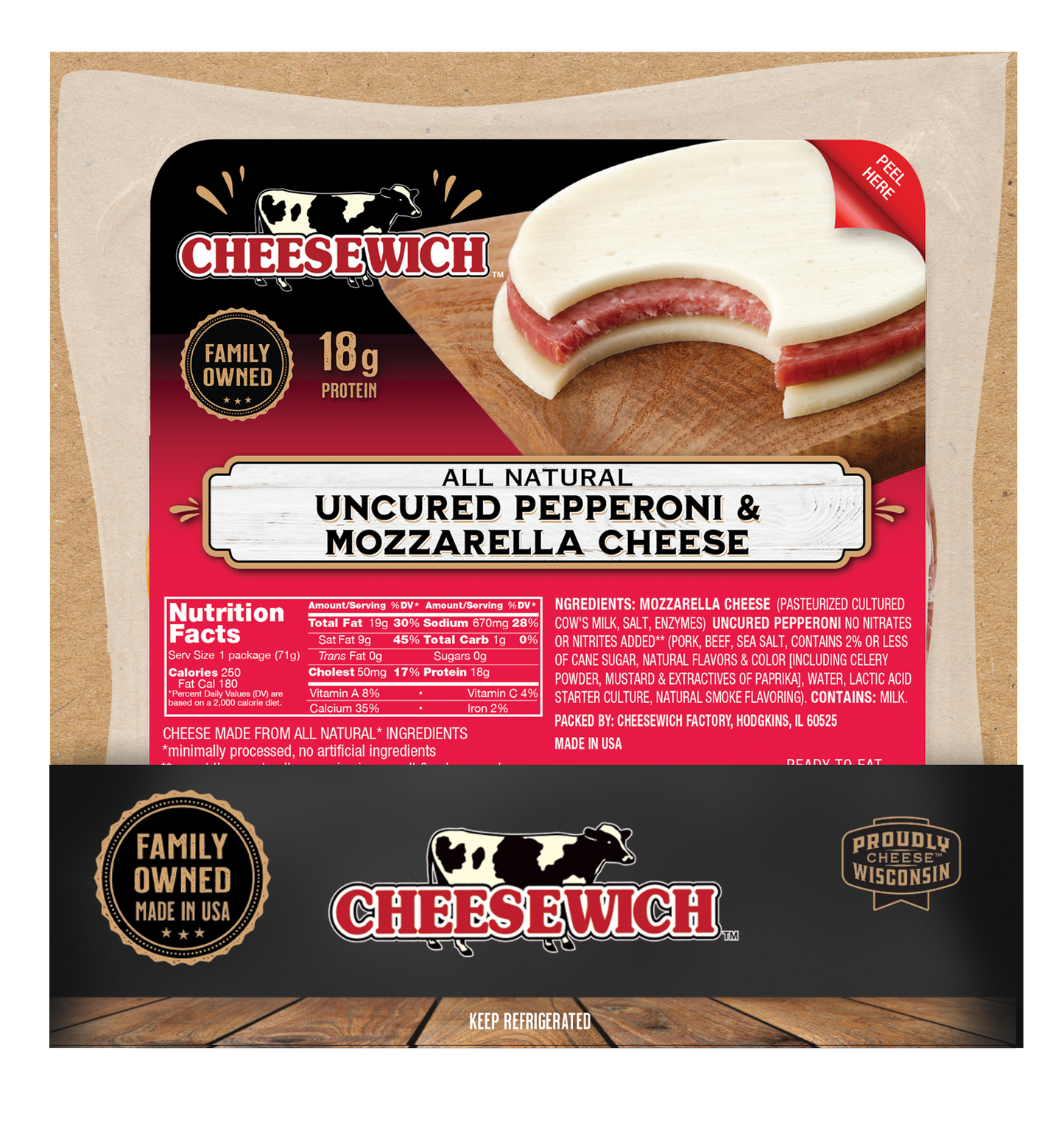 Cheesewich™ All Natural Mozzarella & Pepperoni
