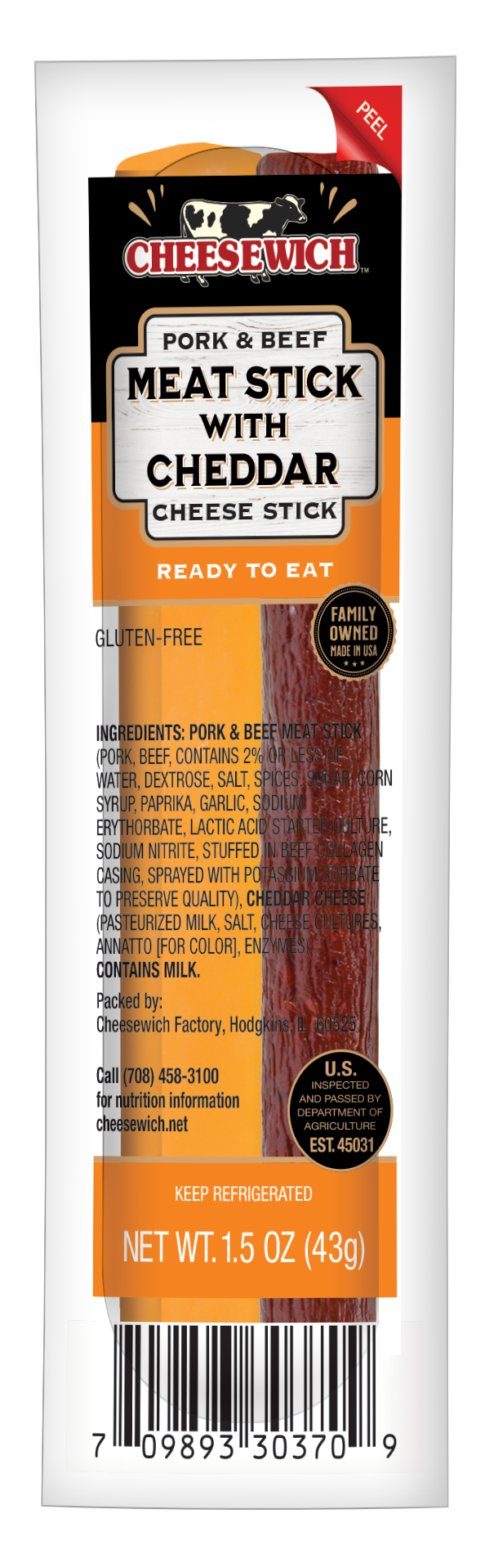 Meat Stick & Cheddar Cheese (Pack of 20 Sticks)